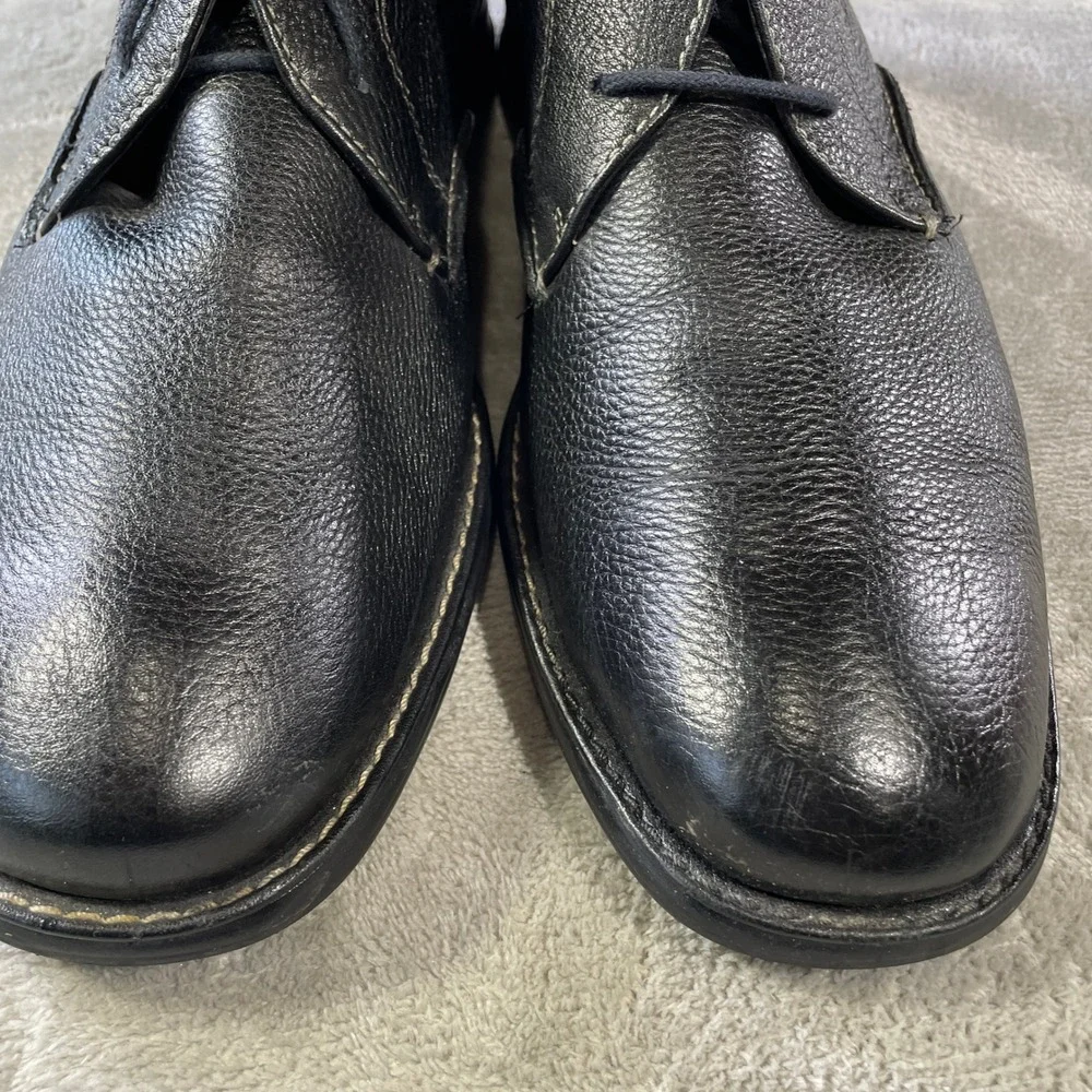 Johnston Murphy  Chukka Boots Mens 10.5 Black Pebbled Sheepskin Leather Office